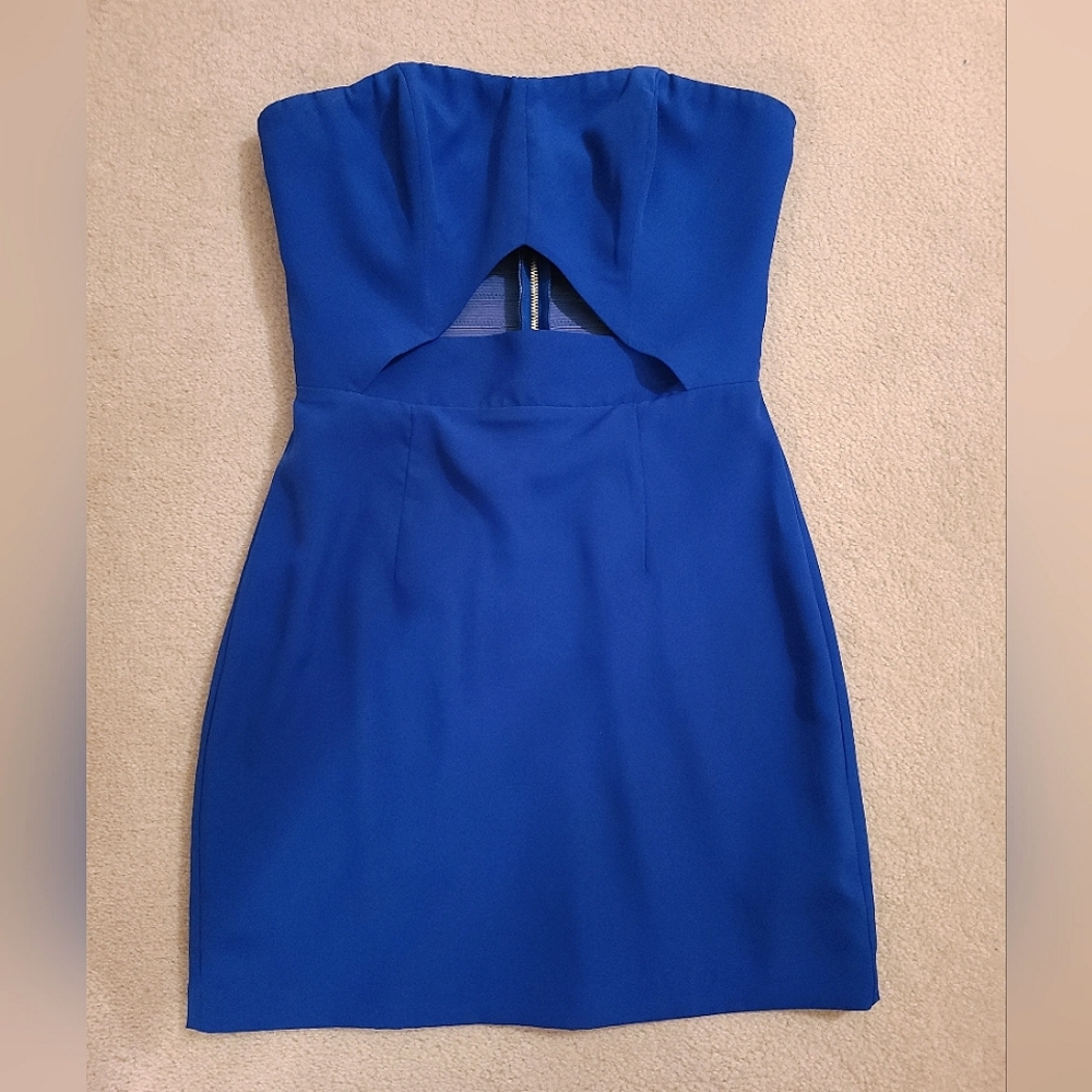 Marciano Cut-Out Mini Dress with Gold Zipper - Blue, US2